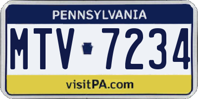 PA license plate MTV7234