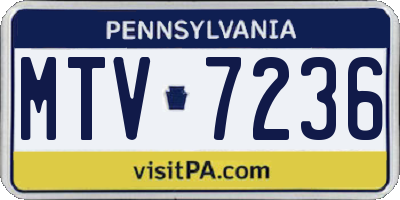 PA license plate MTV7236
