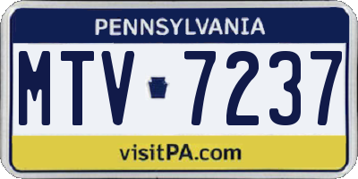 PA license plate MTV7237