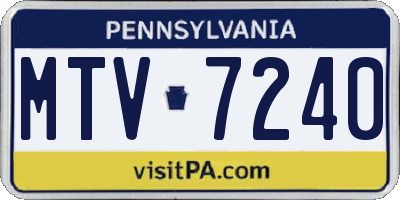 PA license plate MTV7240
