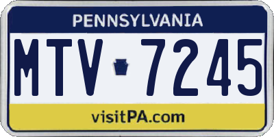 PA license plate MTV7245