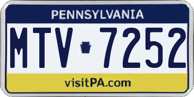 PA license plate MTV7252