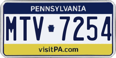 PA license plate MTV7254