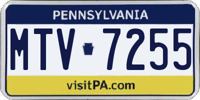 PA license plate MTV7255