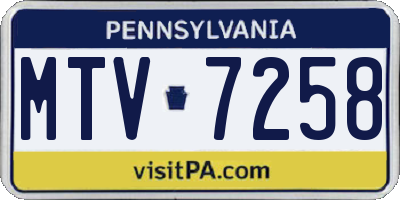 PA license plate MTV7258