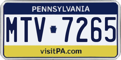 PA license plate MTV7265