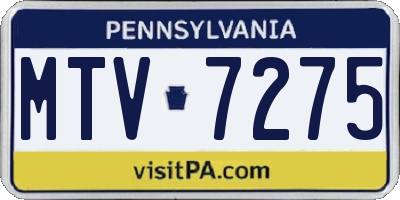 PA license plate MTV7275
