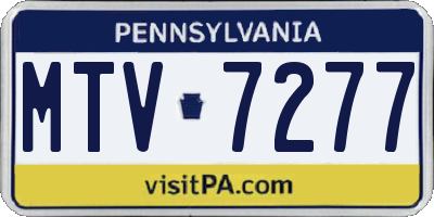 PA license plate MTV7277