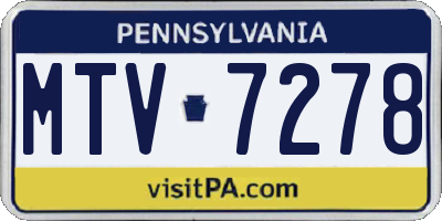 PA license plate MTV7278