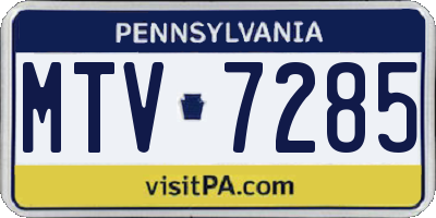 PA license plate MTV7285