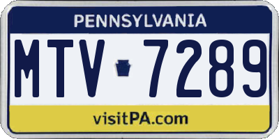PA license plate MTV7289