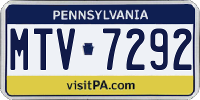 PA license plate MTV7292