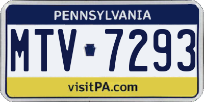 PA license plate MTV7293