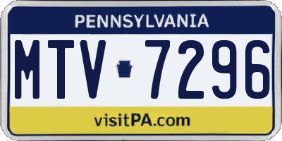 PA license plate MTV7296
