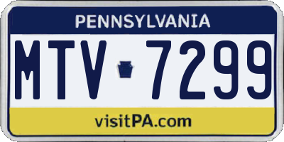 PA license plate MTV7299