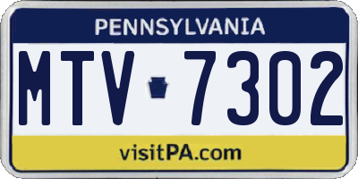 PA license plate MTV7302
