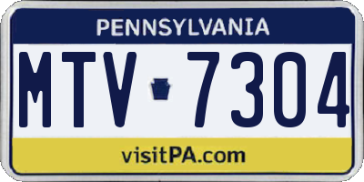 PA license plate MTV7304