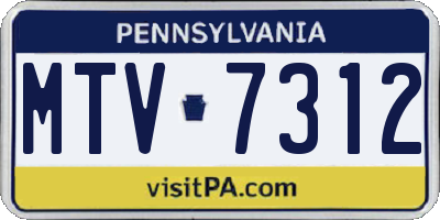 PA license plate MTV7312