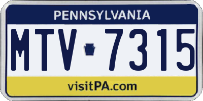 PA license plate MTV7315