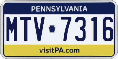 PA license plate MTV7316