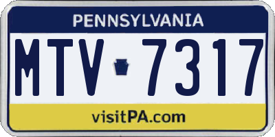 PA license plate MTV7317