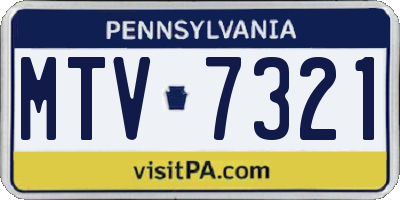 PA license plate MTV7321