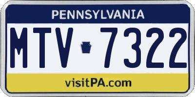 PA license plate MTV7322