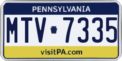 PA license plate MTV7335