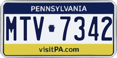 PA license plate MTV7342