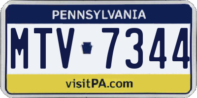 PA license plate MTV7344