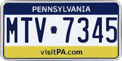PA license plate MTV7345