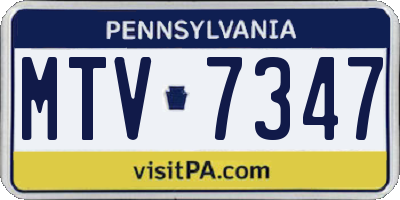 PA license plate MTV7347