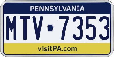 PA license plate MTV7353