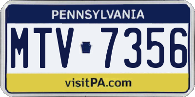 PA license plate MTV7356