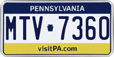 PA license plate MTV7360
