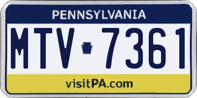 PA license plate MTV7361
