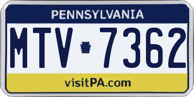 PA license plate MTV7362