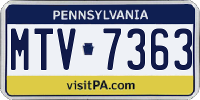 PA license plate MTV7363