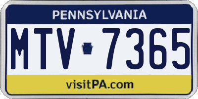 PA license plate MTV7365
