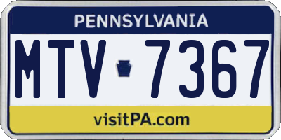 PA license plate MTV7367