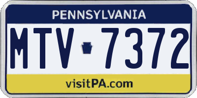 PA license plate MTV7372