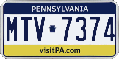 PA license plate MTV7374