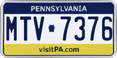 PA license plate MTV7376