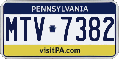 PA license plate MTV7382
