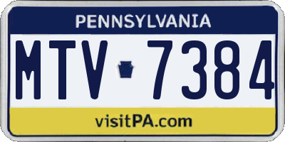 PA license plate MTV7384