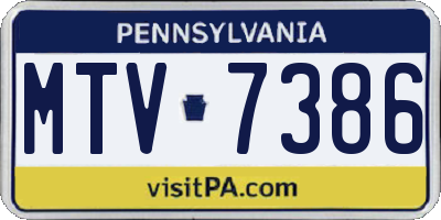 PA license plate MTV7386