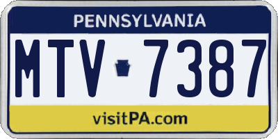 PA license plate MTV7387