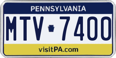 PA license plate MTV7400