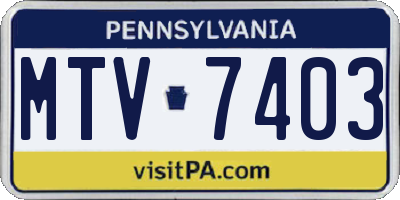 PA license plate MTV7403