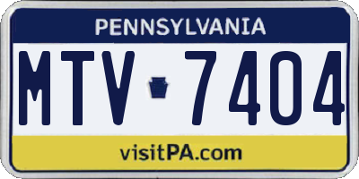 PA license plate MTV7404